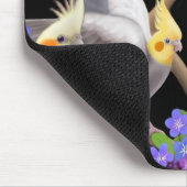 Cockatiels en Flowers Mousepad Muismat (Hoek)