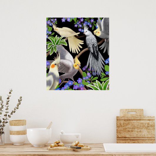 Cockatiels en ik vergeet het Poster van Nots (Keuken)