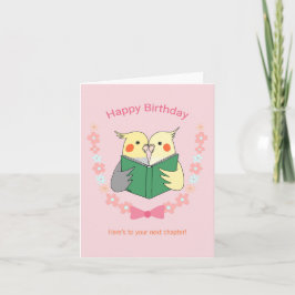 Cockatiels lezen een boek Cute Birdie verjaardag Kaart