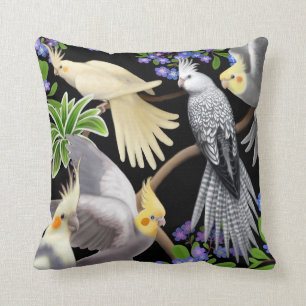 Cockatiels vergeten me Nots Pillow Kussen