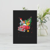 Cockato Bird Rides Red Truck Kerstmis Pajama Kaart (Staand voorkant)