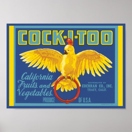 Cockato California Fruit and Vegetable Poster (Voorkant)