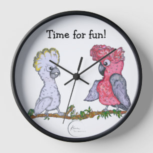 Cockato & Galah Acrylwandklok