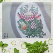 Cockato met King Protea Tattoo Tea Towel Theedoek (Gevouwen)