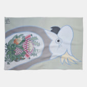 Cockato met King Protea Tattoo Tea Towel Theedoek (Horizontaal)
