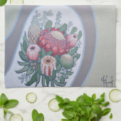 Cockato met Waratah Tattoo Tea Towel Theedoek (Gevouwen)
