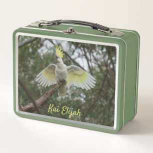Cockato Parrot Dierenvee Groene Metaal Lunchbox