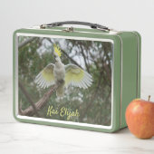 Cockato Parrot Dierenvee Groene Metaal Lunchbox (In situ)