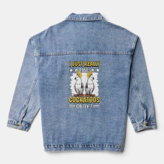 Cockato Quote Parrot, ik hou echt van Cockatoos Denim Jacket (Achterkant)