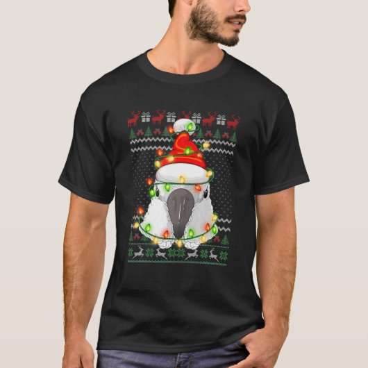 Cockato Santa Parrot Ugly kerstSweater Bird T-shirt (Voorkant)