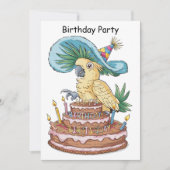 Cockato zittend op verjaardagstaart fancy pet kaart (Voorkant)