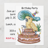 Cockato zittend op verjaardagstaart fancy pet kaart (Voorkant / Achterkant)