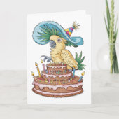 Cockato zittend op verjaardagstaart fancy pet kaart (Voorkant)