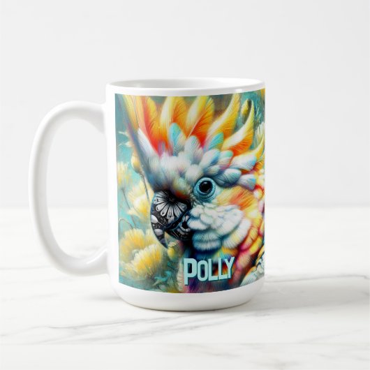 Cockatoo Bird Yellow Poppies Personalized Koffiemok (Links)