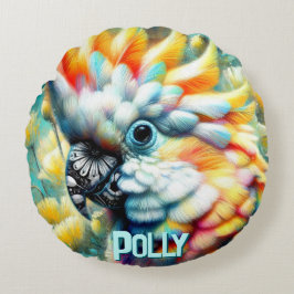 Cockatoo Bird Yellow Poppies Personalized Rond Kussen