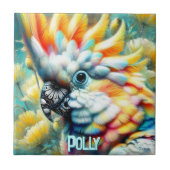 Cockatoo Bird Yellow Poppies Personalized Tegeltje (Voorkant)