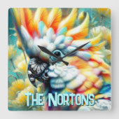 Cockatoo Bird Yellow Poppies Personalized Vierkante Klok (Voorkant)