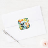 Cockatoo Bird Yellow Poppies Personalized Vierkante Sticker (Envelop)