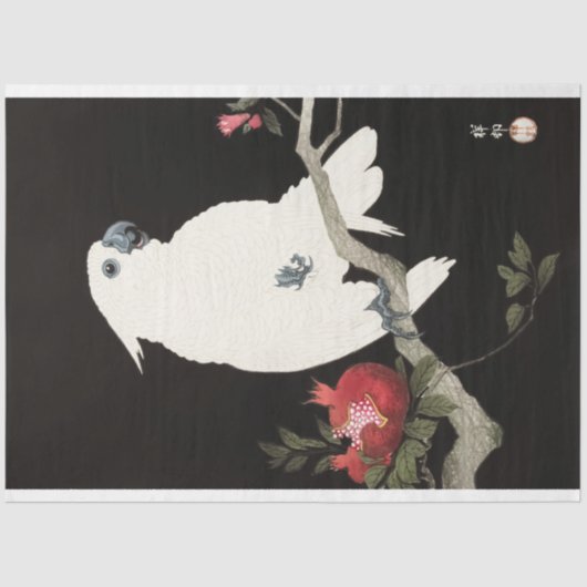 Cockatoo en granaatappel van Ohara Shoson Tissuepapier (Voorkant)