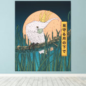 Cockatoo Japanse reisposter Canvas Afdruk (Insitu (Houten vloer))