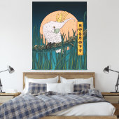 Cockatoo Japanse reisposter Canvas Afdruk (Insitu (Slaapkamer))