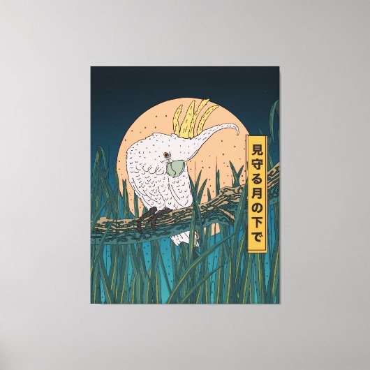 Cockatoo Japanse reisposter Canvas Afdruk (Voorkant)