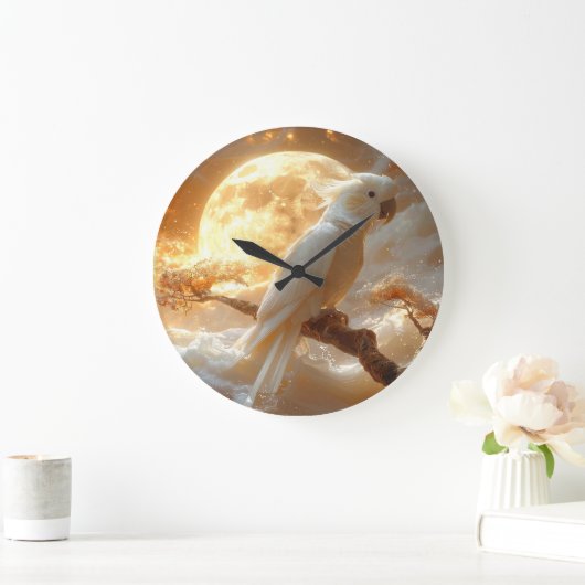 Cockatoo Parrot Fantasy Dreamscape Grote Klok (Huis)