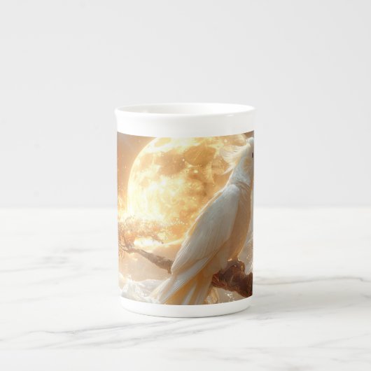 Cockatoo Parrot Fantasy Dreamscape Porselein Kop (Voorkant)