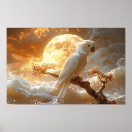 Cockatoo Parrot Fantasy Dreamscape Poster (Voorkant)
