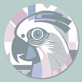 Cockatoo Parrot Speelse geometrische vogel pastel Ronde Sticker