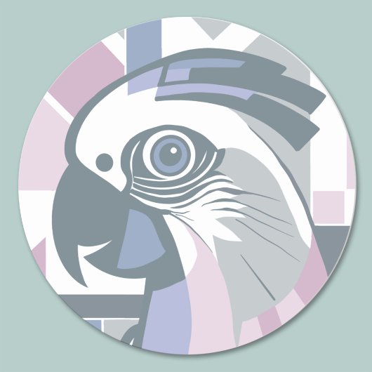 Cockatoo Parrot Speelse geometrische vogel pastel Ronde Sticker