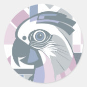 Cockatoo Parrot Speelse geometrische vogel pastel Ronde Sticker (Voorkant)