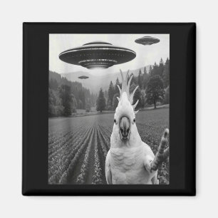 Cockatoo selfie met Alien UFO Grappige Cockatoo vo Magneet