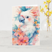 Cockatoo tussen levendige bloesems kaart (Gele Bloem)