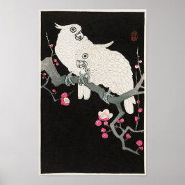 Cockatoos en pruimenbloesem van Ohara Koson Poster