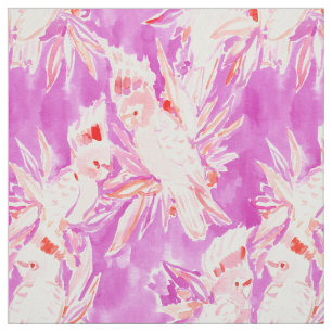 COCKATUDE Pink Cockatau Waterverf Patroon Stof