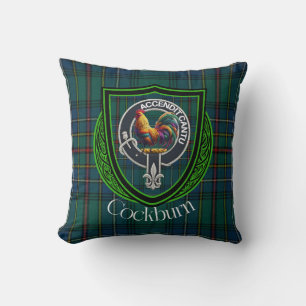 Cockburn Schotse Clan Tartan & Wapen Kussen