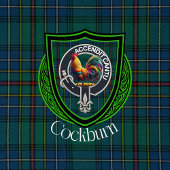 Cockburn Scottish Clan Tartan Crest Fleece Deken