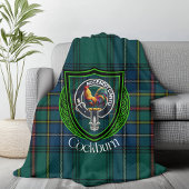Cockburn Scottish Clan Tartan Crest Fleece Deken