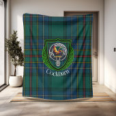 Cockburn Scottish Clan Tartan Crest Fleece Deken