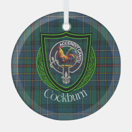 Cockburn Scottish Clan Tartan & Crest Glas Ornament