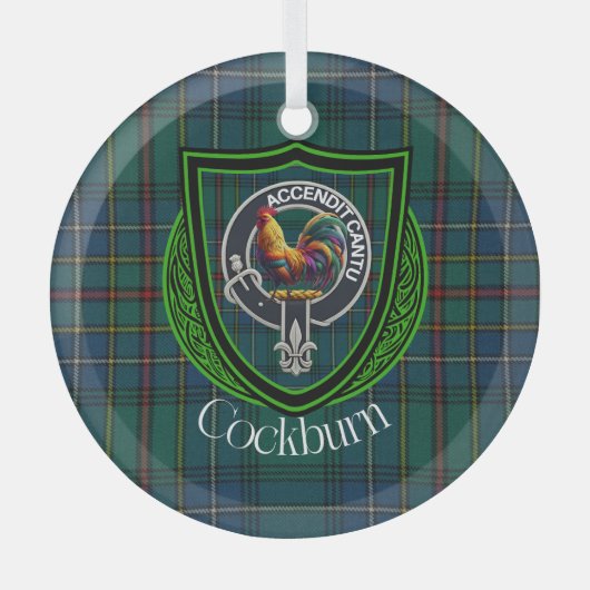 Cockburn Scottish Clan Tartan & Crest Glas Ornament (Voorkant)
