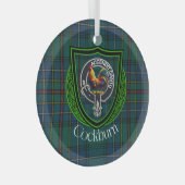 Cockburn Scottish Clan Tartan & Crest Glas Ornament (Voorkant Rechts)