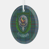 Cockburn Scottish Clan Tartan & Crest Glas Ornament (Voorkant links)