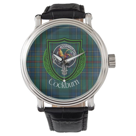 Cockburn Scottish Clan Tartan & Crest Horloge (Voorkant)