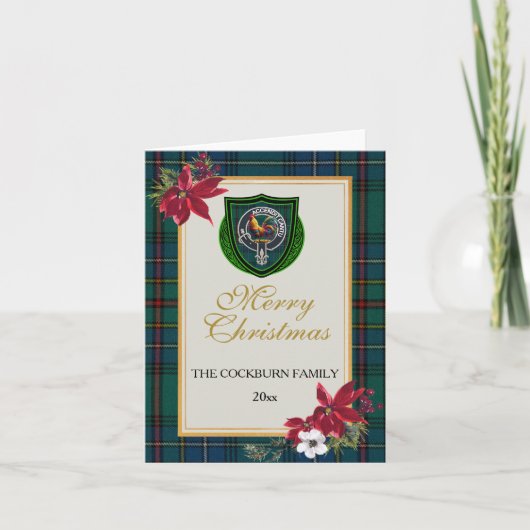 Cockburn Scottish Clan Tartan & Crest Kaart (Voorkant)