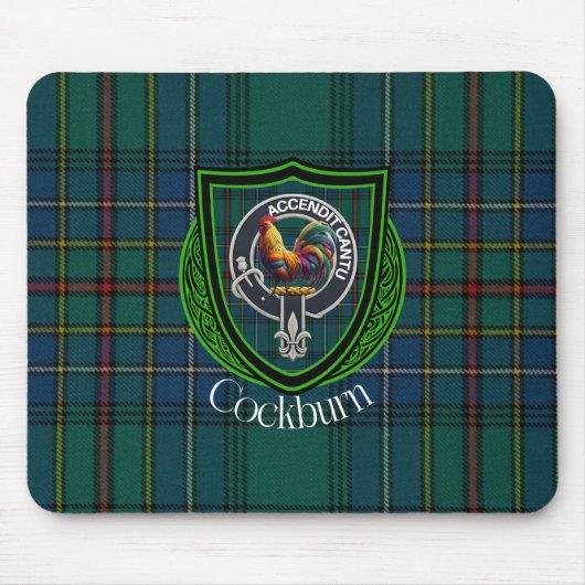 Cockburn Scottish Clan Tartan & Crest Muismat (Voorkant)