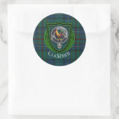 Cockburn Scottish Clan Tartan & Crest Ronde Sticker (Tas)