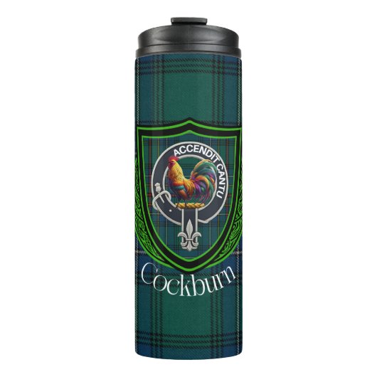 Cockburn Scottish Clan Tartan & Crest Thermosbeker (Voorkant)