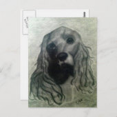 Cocker Drawing, Claire Briefkaart (Voorkant / Achterkant)